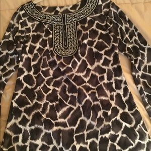 Inc Black and white tunic top size M